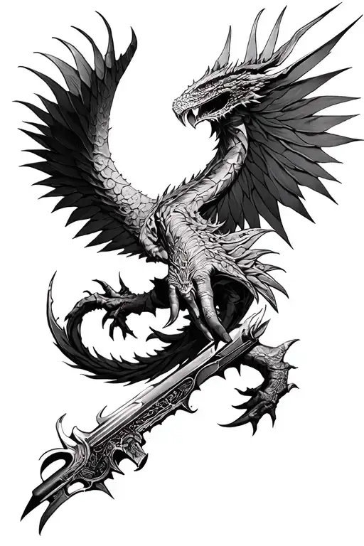 full sleeve from shoulder to top of hand pulling inspiration from games bg3, monster hunter, final fantasy, Yakuza tattoo design idea