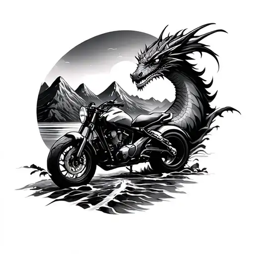 Black and white, shadowing, i love nature, streams, sea, road motorcycles, mountains, abstract images, dragons.  tattoo design idea
