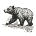 silhouette bear cub reaching up towards tattoo design idea