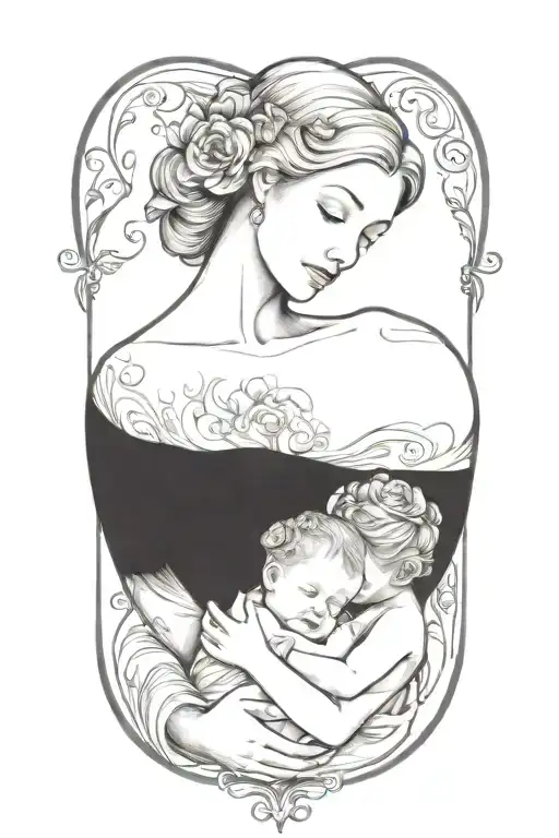 mother and child tattoo design idea