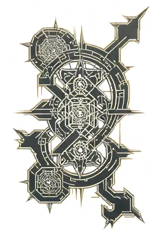 gothic cyber sigilism tattoo design idea