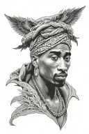 Ambition over Adversity with a picutre of Tupac Shakur tattoo design idea
