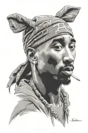 Ambition over Adversity with a picutre of Tupac Shakur tattoo design idea