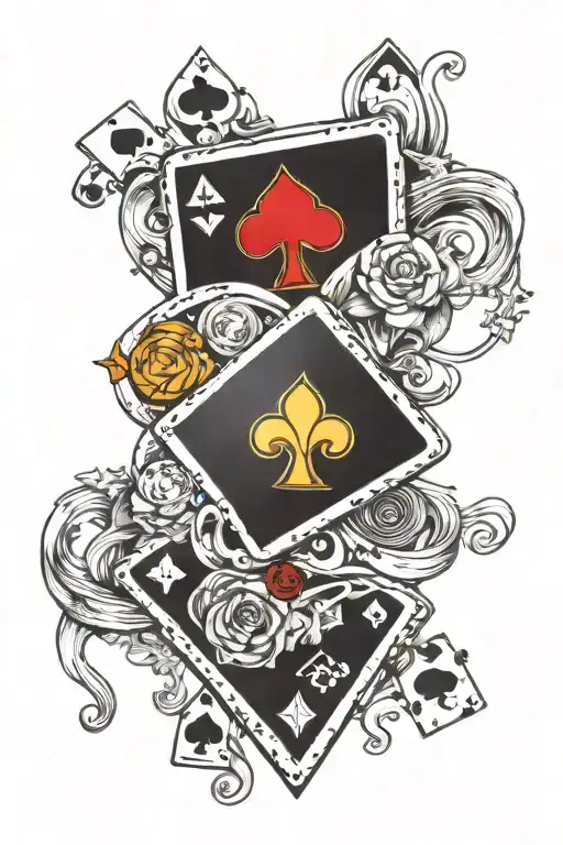 Cards and Gambling Poker Money Casino arm theame tattoo design idea