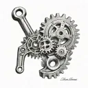 1. Mechanical Elements:Integrated components like gears, screws, pistons, and various tools (e.g., a wrench, screwdriv tattoo design idea