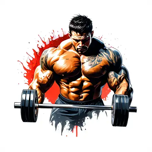 Realistic PowerLifting Siluette tattoo design idea