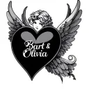 "Bart + Olivia" cupid heart tattoo design idea