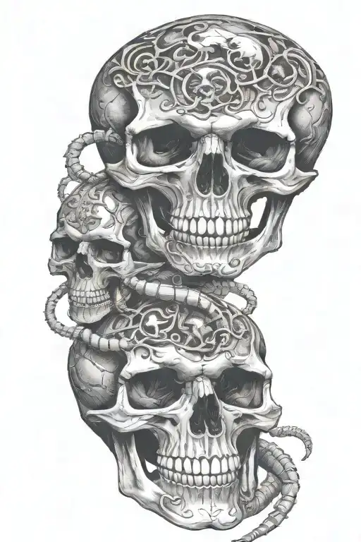 skulls and scorpions intertwined within tattoo design idea