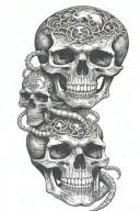 skulls and scorpions intertwined within tattoo design idea