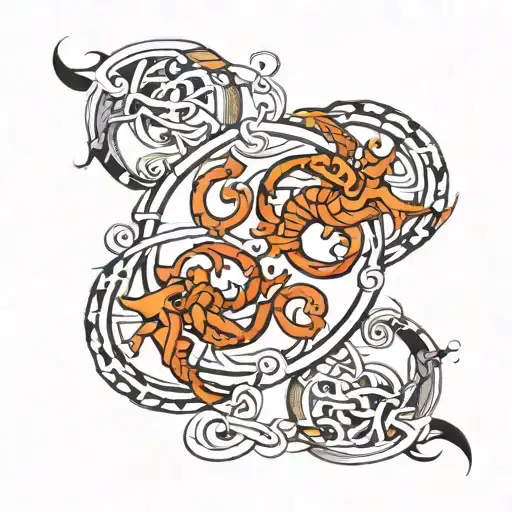 Gemini and Scorpio symbol tribal inspired design tattoo design idea