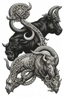3 Zodiac Signs: Taurus Capricorn Pisces tattoo design idea