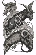 3 Zodiac Signs: Taurus Capricorn Pisces tattoo design idea