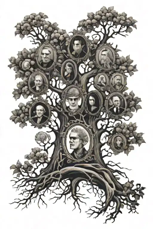 gothic family tree tattoo design idea