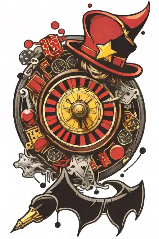 Child and casino roulette tattoo design idea