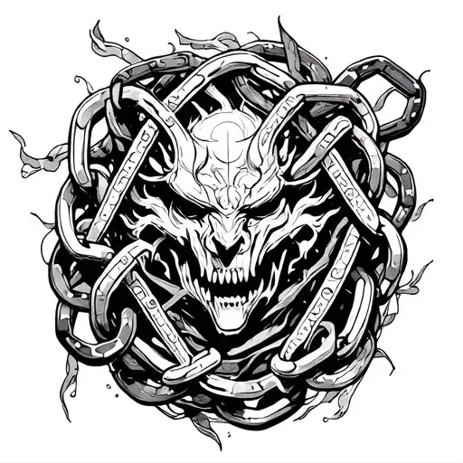 Chain with Susanoo written on it tattoo design idea