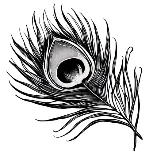 finger print and peacock feather tattoo design idea