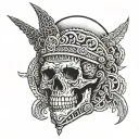 Create a neck tattoo for a man with a skull in front make it look Mayan  mixed with western style use numbers 88 somew tattoo design idea