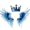 A King crown with Angel wings in memory of someone deceased tattoo design idea