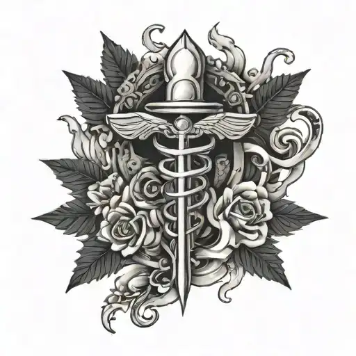 556 bullet over a Caduceus tattoo design idea
