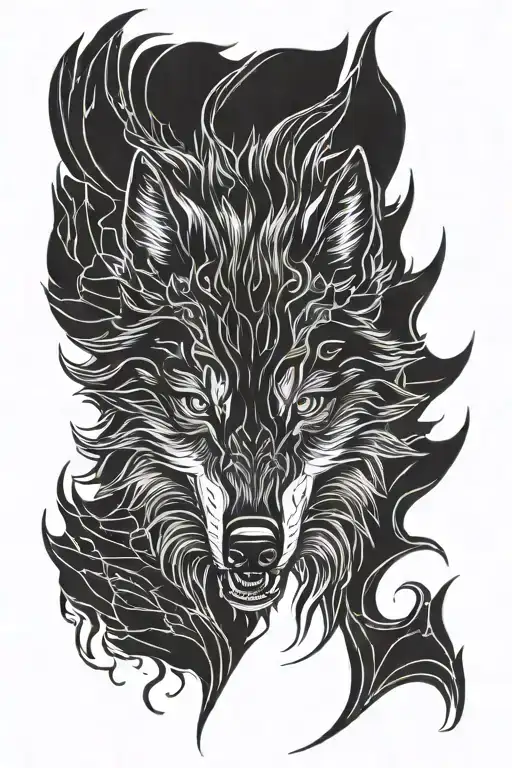 black wolf looking angry wolf tattoo design idea