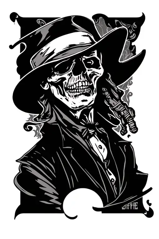 tombstone movie card deck tattoo design idea