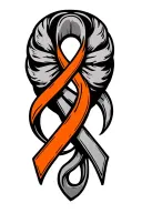 kidney cancer orange ribbon intertwined with strength symbol  tattoo design idea
