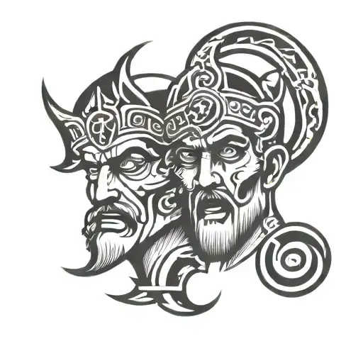 janus 2 face god symbol tattoo design idea