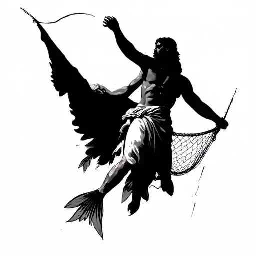 Simon Peter, despite having fished all night without success, obeys Jesus' command to lower the nets. After doing so, th tattoo design idea