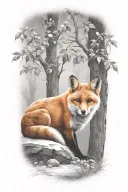 fox playing tattoo design idea