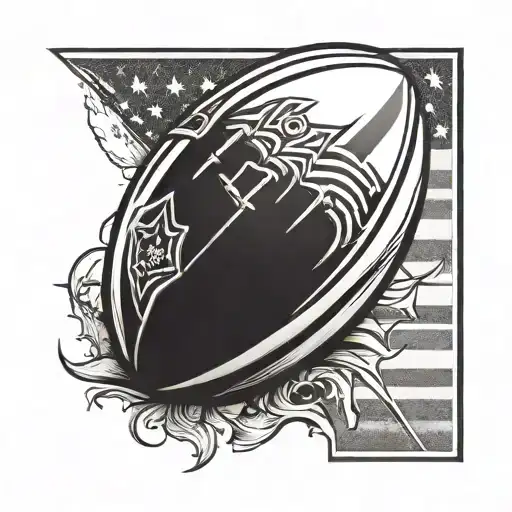 rugby ball and the number 12 with hint of American flag tattoo design idea