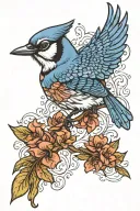 bluejay taking flight tattoo design idea