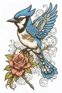 bluejay taking flight tattoo design idea