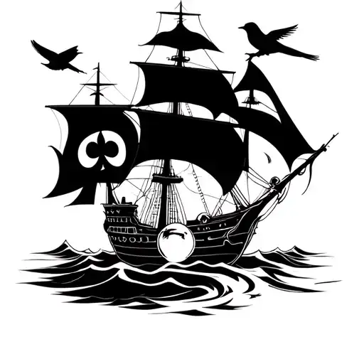 capricorn crystal ball pirate ship storm ace if spades compass blackbirds tattoo design idea