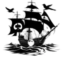 capricorn crystal ball pirate ship storm ace if spades compass blackbirds tattoo design idea