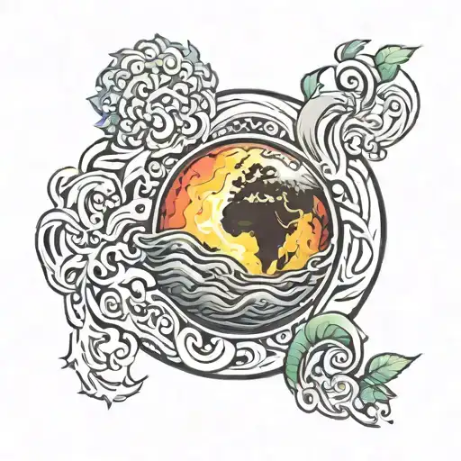 Elementa fire earth wind water tattoo design idea