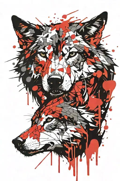 wolf silhouette intertwined tattoo design idea
