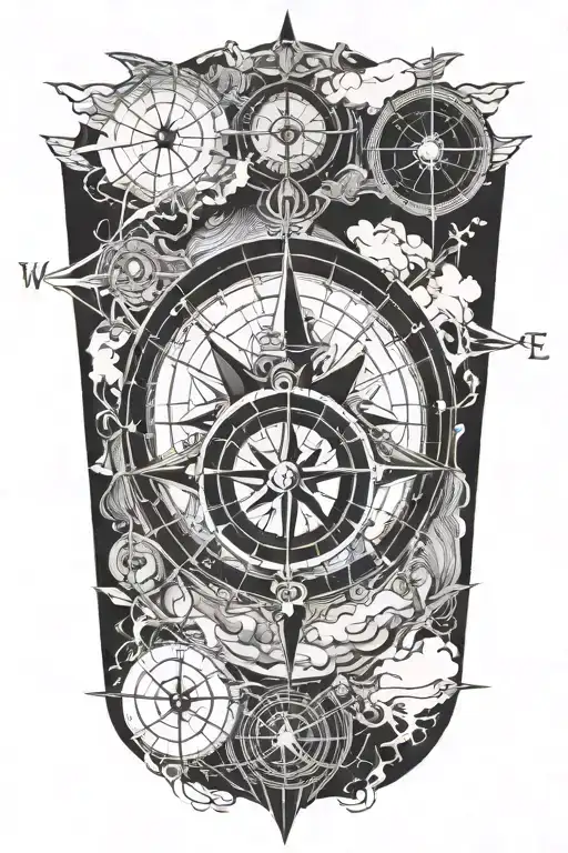 compass map inside tattoo design idea