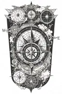 compass map inside tattoo design idea