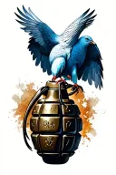 dove with grenade intertwined tattoo design idea