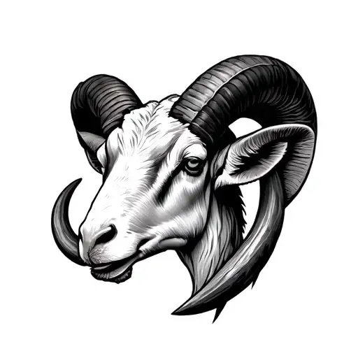 aries goat horns emerging tattoo design idea