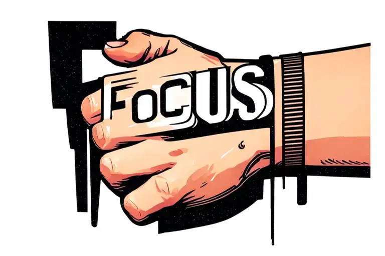 Make me a minimal wrist tattoo with just word "Focus". Focus written horizontally on wrist symbolizing focus. tattoo design idea
