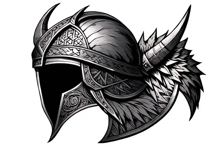viking helm of awe and valknut tattoo design idea