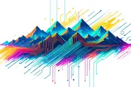 audio circuitry schematic with spectral sound wave that looks like mountains tattoo design idea