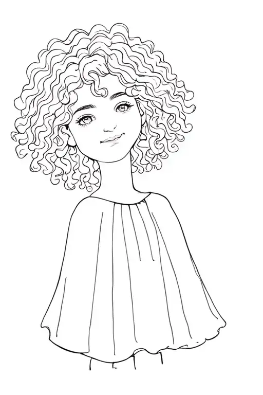 happy little curly girl made by name Arghavan tattoo design idea