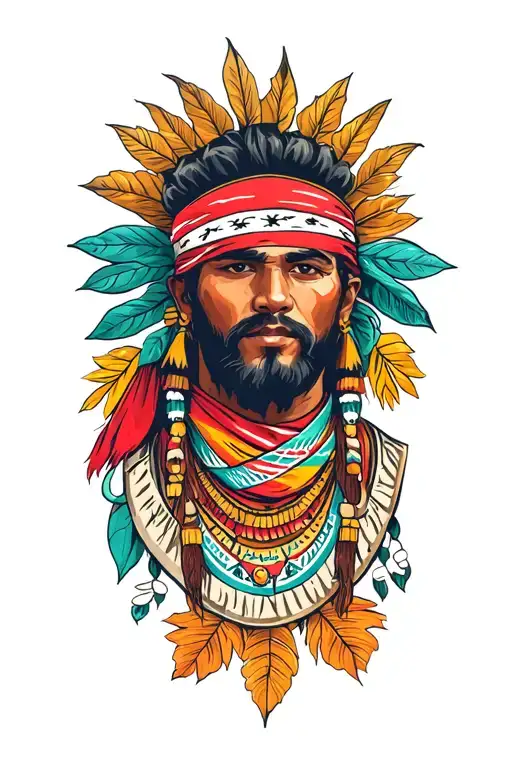 evuadorian tribe guy wearing bandana of Ecuador tattoo design idea