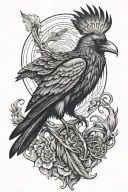 Nordic pagan Odin’s ravens and wolves for a tattoo tattoo design idea