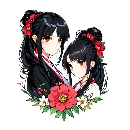 A tattoo capturing the duality of Retsu Unohana and Yachiru Unohana tattoo design idea