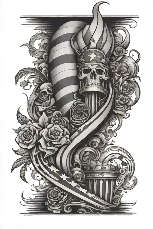 patriotic arm sleeve tattoo design idea