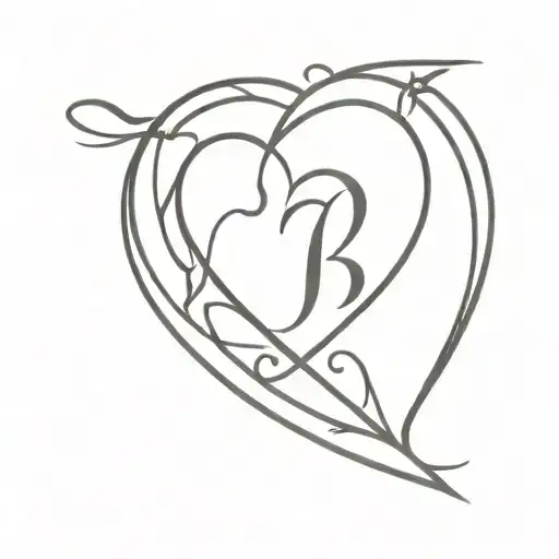Letters J and B combined in gaelic heart for ring finger. tattoo design idea