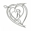 Letters J and B combined in gaelic heart for ring finger. tattoo design idea